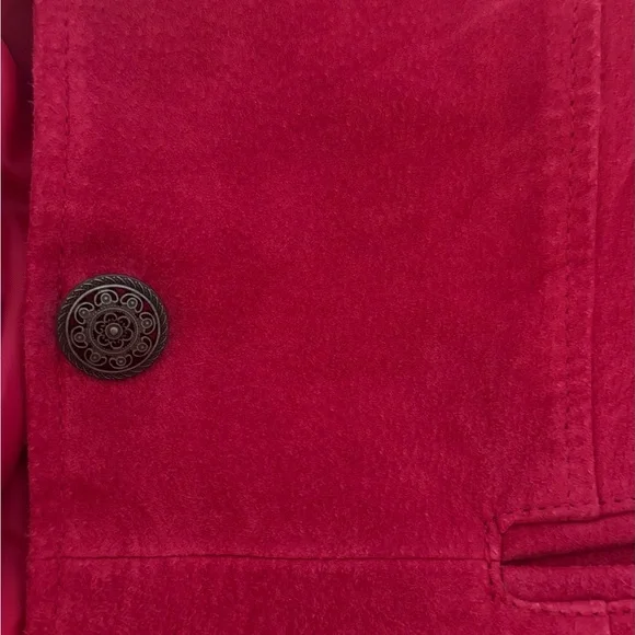 D&Co Genuine Leather Suede Jacket Fuchsia Pink Women’s Sz M Washable Chic - Picture 7 of 9